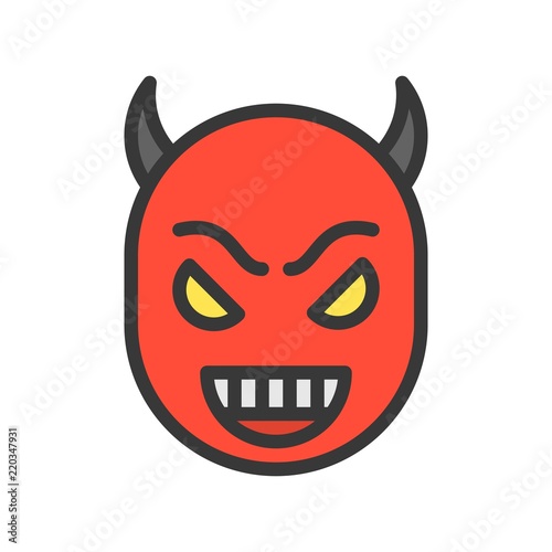 smile devil face, halloween character editable stroke