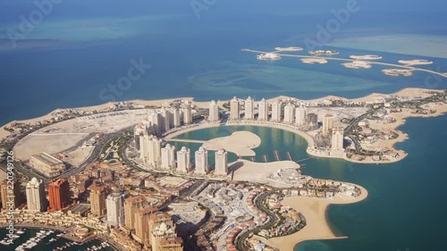 Pearl Qatar, a Manmade Island, from an Aerial Perspective