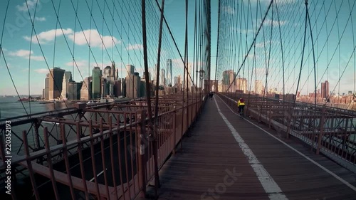 Brooklyn Bridge New York City panning shot