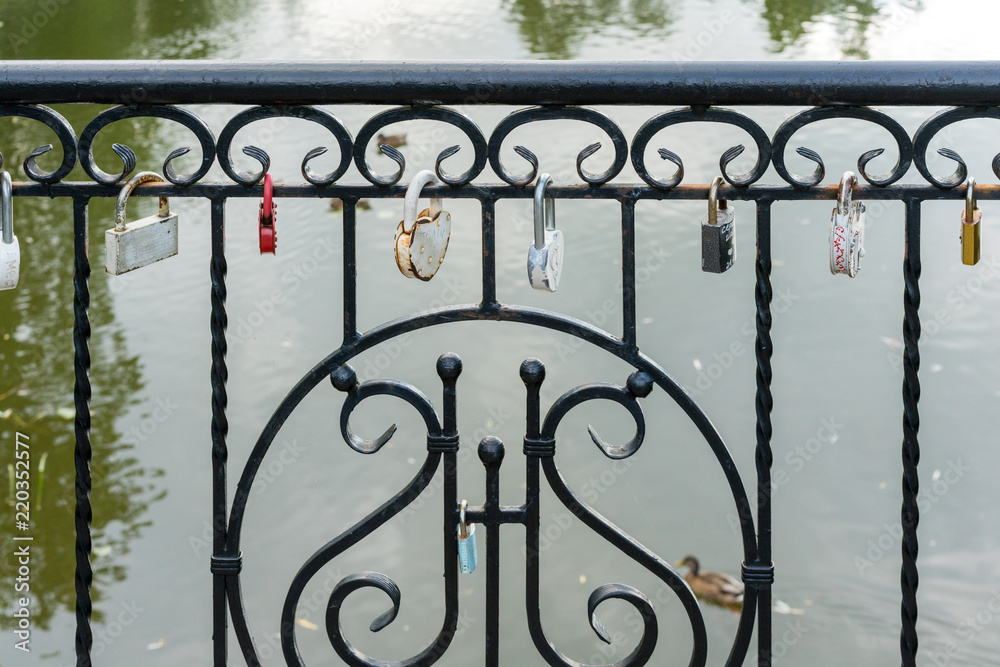 Locks of lovers on the bridge.