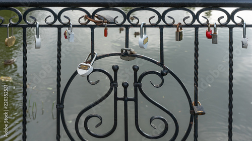 Locks of lovers on the bridge.