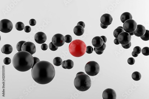 Leadership concept Red leader sphere of black sphere 