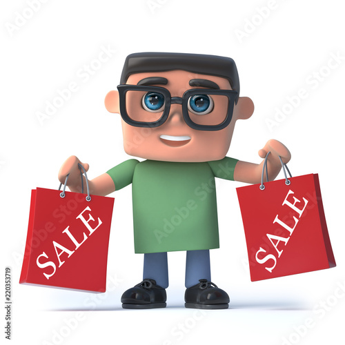 Vector 3d Boy in glasses has been to the sales