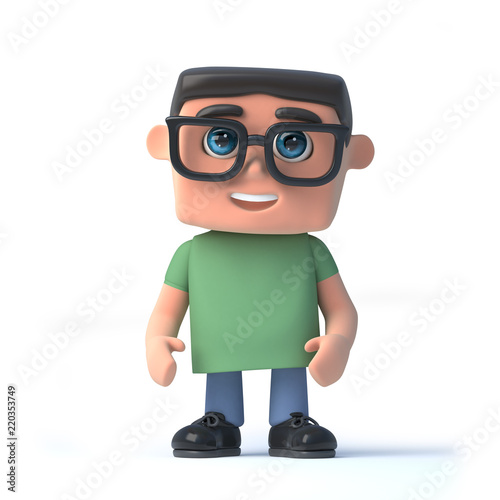 Vector 3d Nerd stands alert