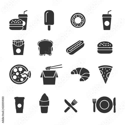 Vector image set of fast food icons.