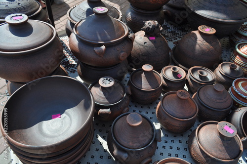 exhibition of clay pots and bowls for sale at the fair masters 