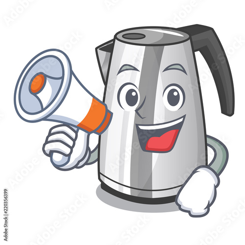With megaphone electric stainless steel kettle on character