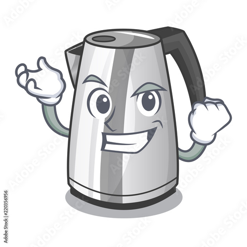 Successful plastic electric kettle isolated on cartoon