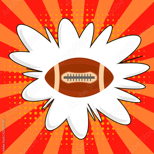 American Football Ball. Rugby Sport Icon. Sports Equipment Oval Design Element.