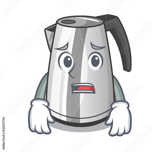 Afraid kitchen electric kettle on a mascot