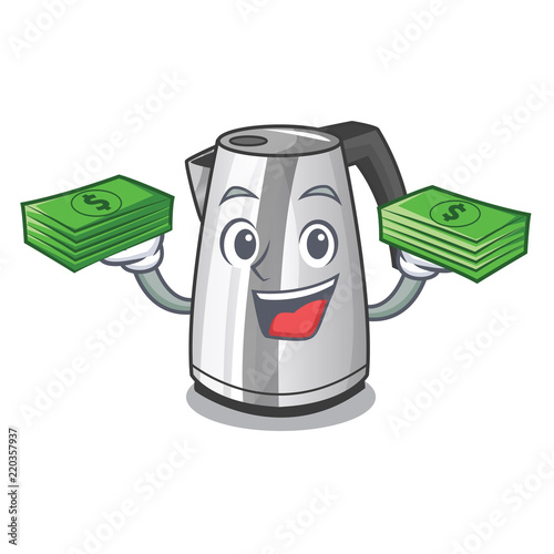 With money kitchen electric kettle on a mascot