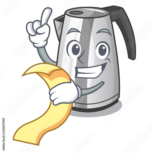 With menu kitchen electric kettle on a mascot