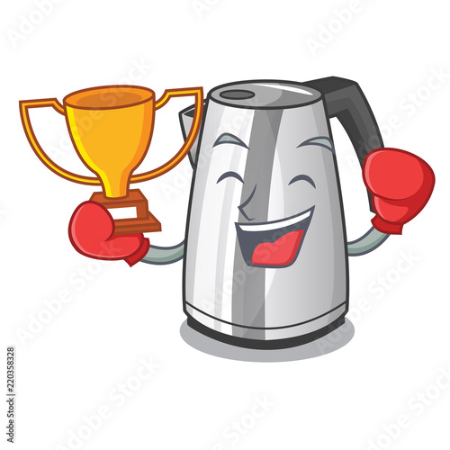 Boxing winner mascot cartoon household kitchen electric kettle