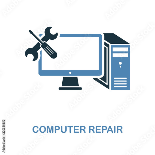 Computer Repair icon in two colors. Simple element symbol. Computer Repair icon design from computer collection. Perfect for web design, apps, software, print.