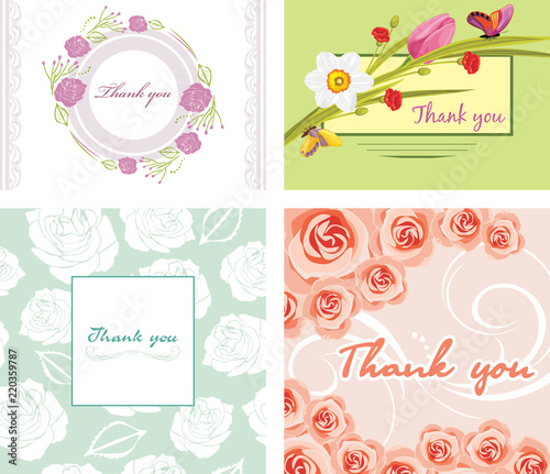 Four floral thank you cards
