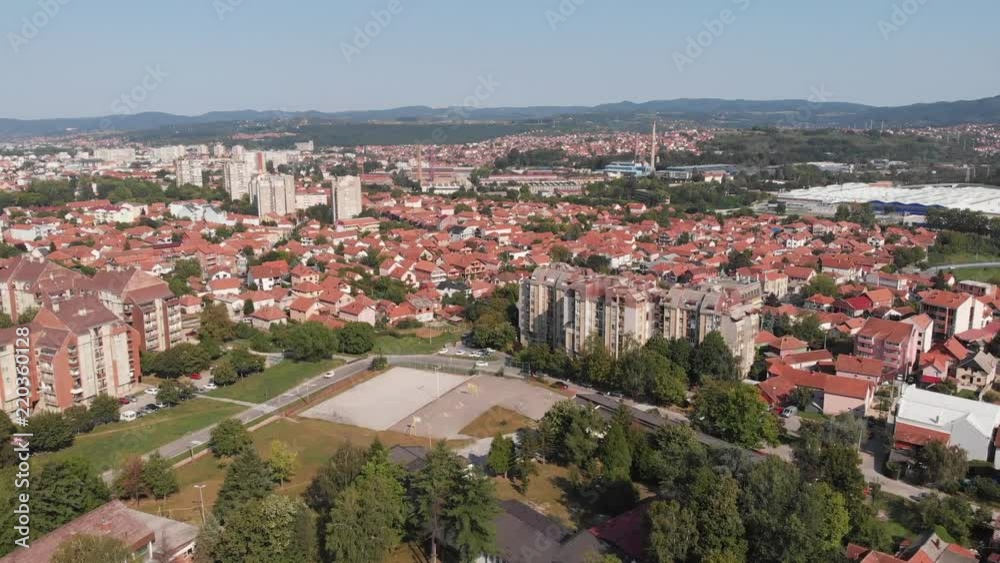 Aerial view of Kragujevac town in central Serbia. Sunny day. Aerial view of Kragujevac town in central Serbia. Sunny day.