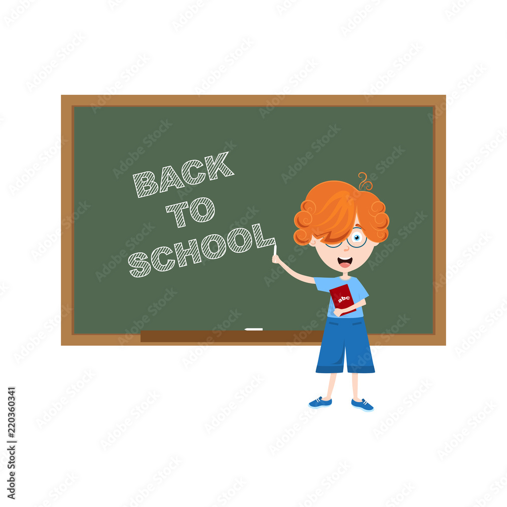 Back to school concept with kid and blackboard Back to school concept with kid and blackboard