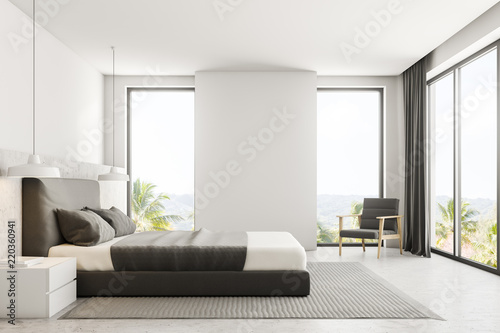 Fototapeta Naklejka Na Ścianę i Meble -  Luxury white bedroom interior, side view