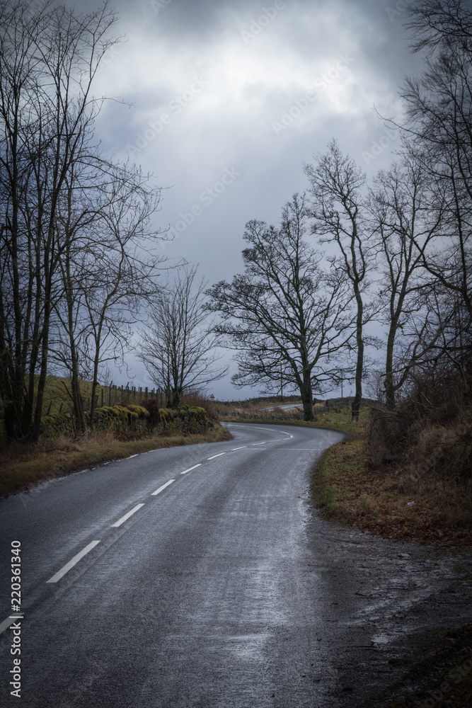 A689 near Alston on a grey winter day