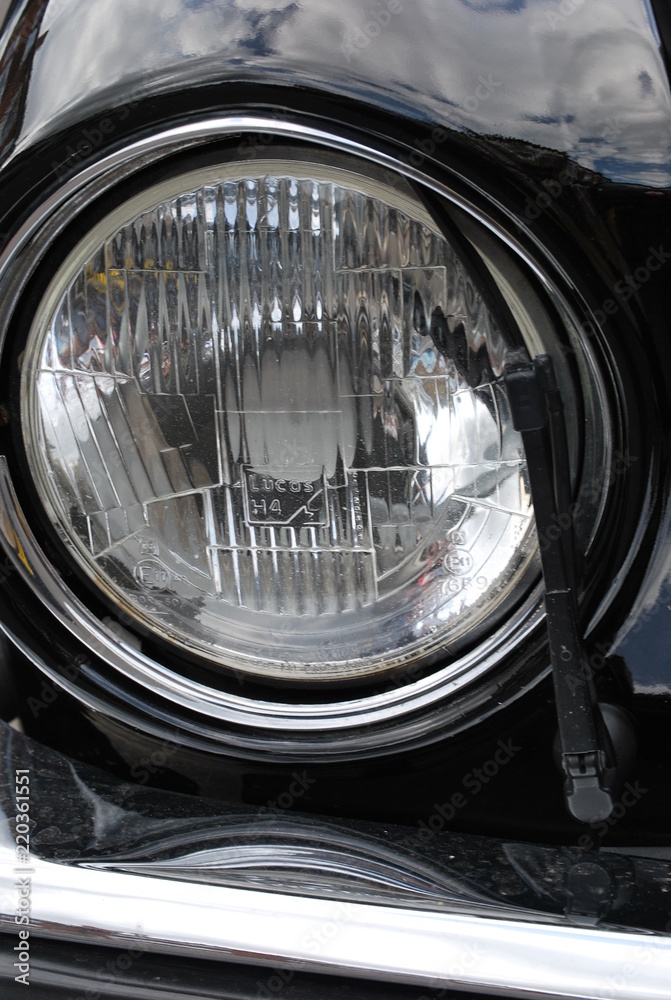 Headlight of Black Car