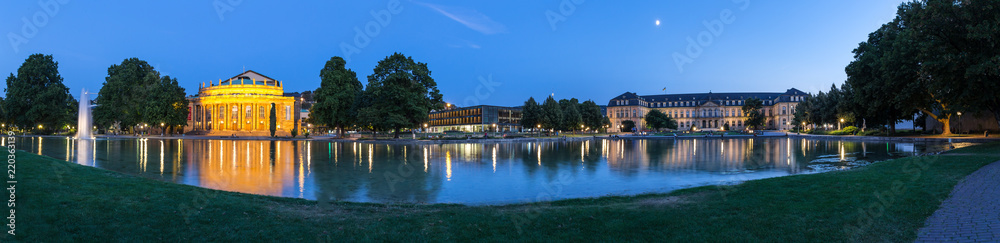 stuttgart germany in the evening high definition panorama