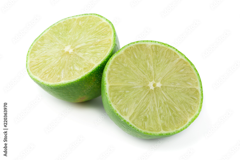 Lime slices isolated on a white background