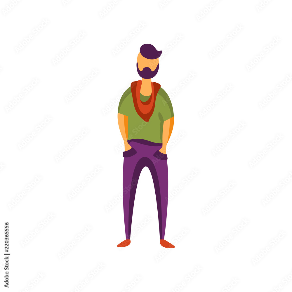 Stylish young man in modern fashion clothes vector Illustration on a white background