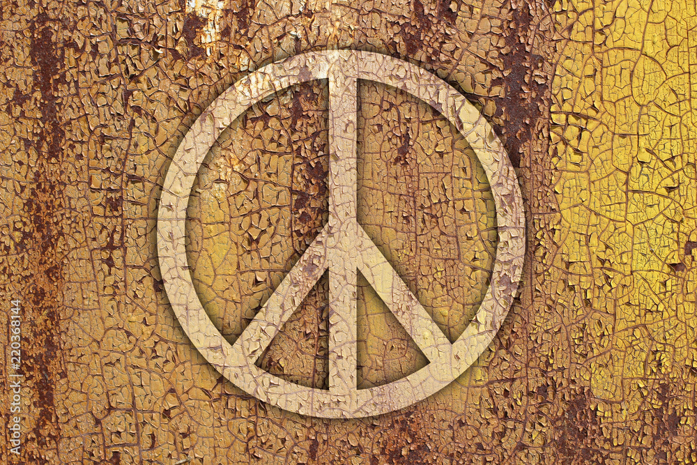Sign of peace on a rusty metal background Sign of peace on a rusty metal background