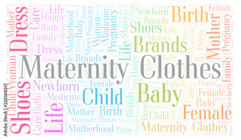 Fototapeta premium Maternity Clothes horizontal word cloud.