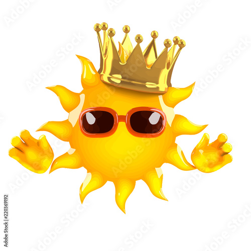Vector 3d King Sun in gold crown