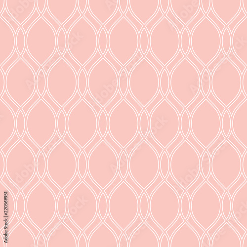 Seamless ornament. Modern background. Geometric modern pattern with white wavy lines