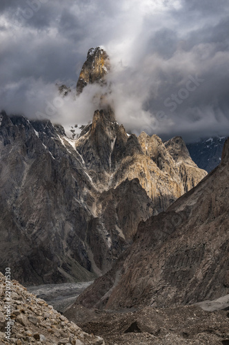 Uli Baiho Tower, 6109m, located near the Trango Towers and Baltoro Glacier in the Gilgit-Baltistan area of Pakistan photo