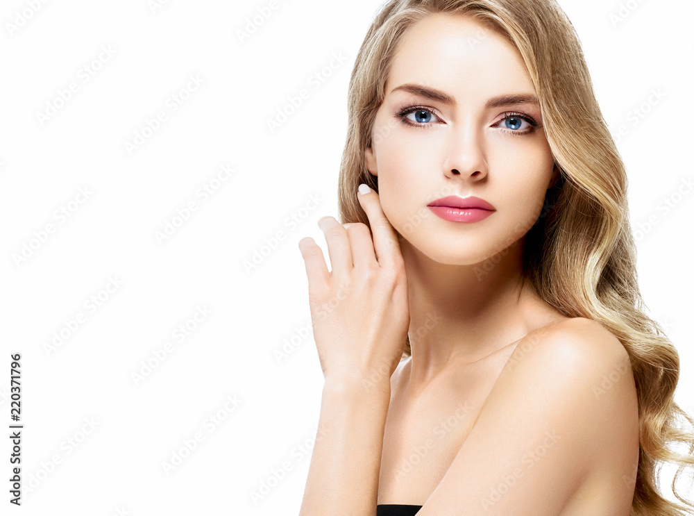 Fototapeta premium Amazing Woman Blond. Beautiful Girl studio face portrait.