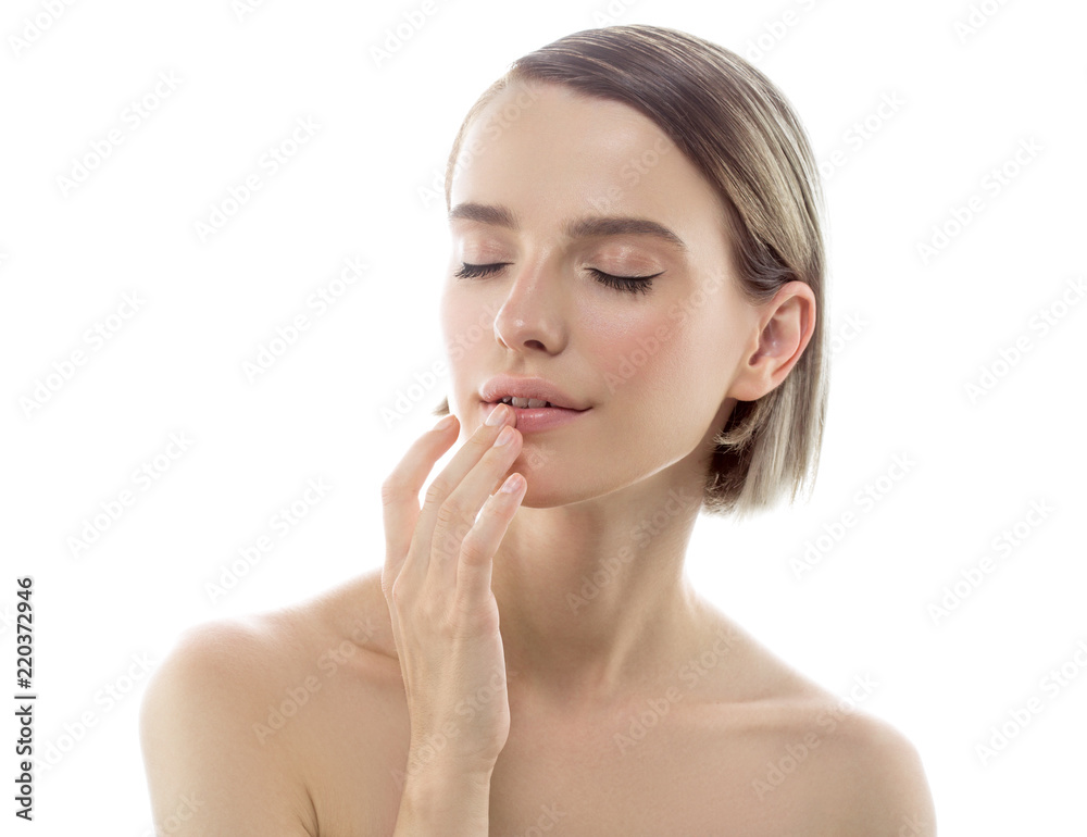 Beautiful face skin healthy and beauty natural makeup isolated on white Beautiful face skin healthy and beauty natural makeup isolated on white