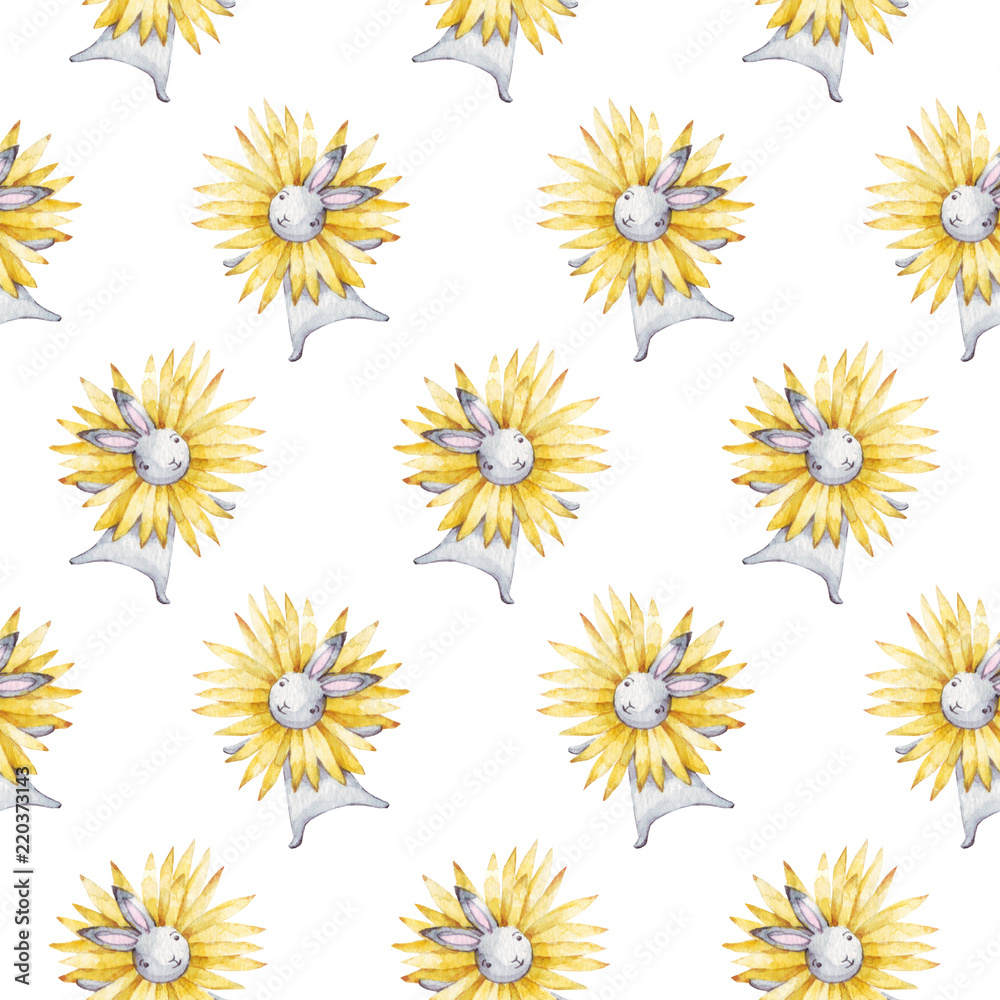 Cute Bunny. Seamless Pattern with rabbit. Watercolor background Cute Bunny. Seamless Pattern with rabbit. Watercolor background