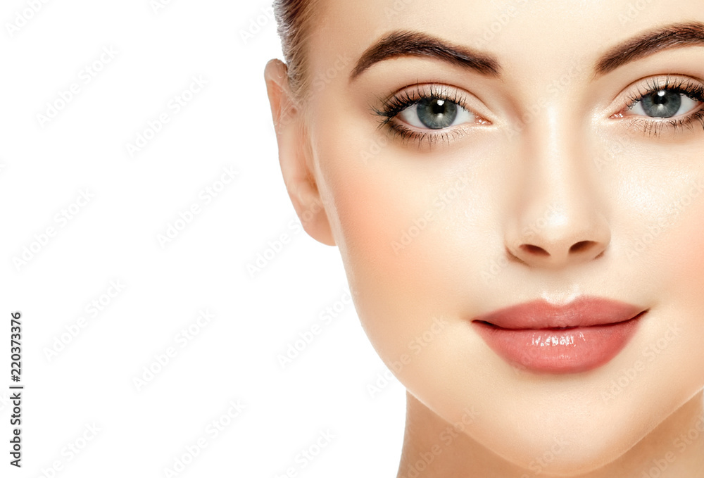 Beautiful Woman Face Portrait Beauty Skin Care Concept. Isolated on white Beautiful Woman Face Portrait Beauty Skin Care Concept. Isolated on white