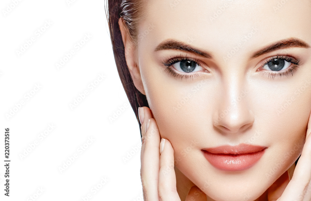 Beautiful Woman Face Portrait Beauty Skin Care Concept. Isolated on white Beautiful Woman Face Portrait Beauty Skin Care Concept. Isolated on white