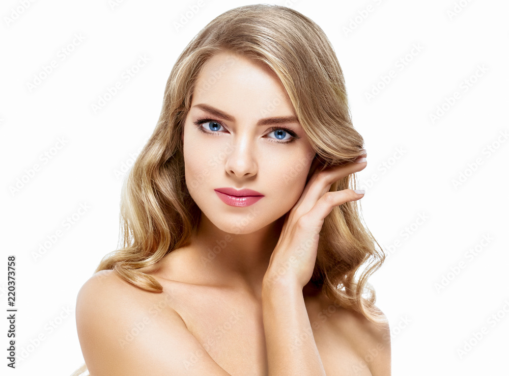 Beautiful blonde hair woman luxury beauty face makeup Beautiful blonde hair woman luxury beauty face makeup