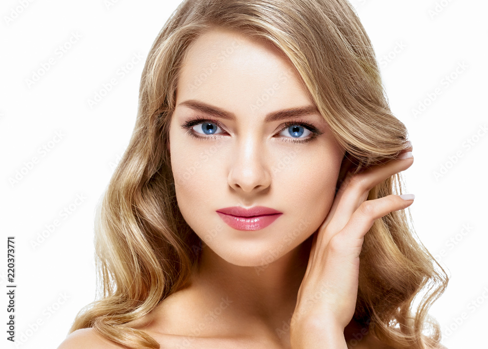 Beautiful blonde hair woman luxury beauty face makeup Beautiful blonde hair woman luxury beauty face makeup