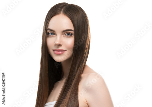 Healthy hair long smooth brunette hairstyle woman beauty