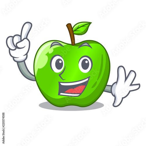 Finger green smith apple isolated on cartoon