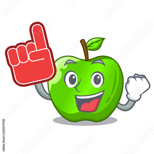 Foam finger green smith apple isolated on cartoon