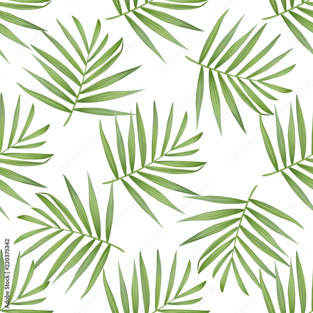 Vector palm frond. Tropical leaves seamless pattern.