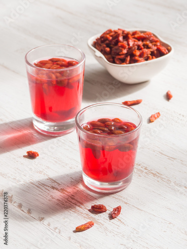 Infusion of goji berries with dry berries.
