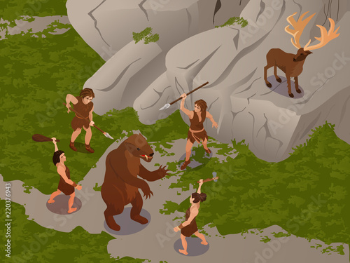 Primitive People Isometric Composition 
