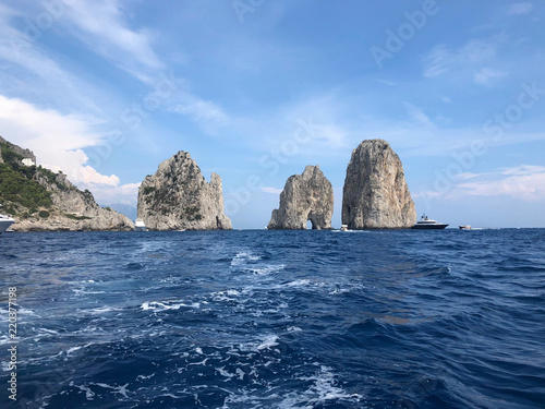 The Faraglioni Rocks on the coast of the island of Capri  Italy