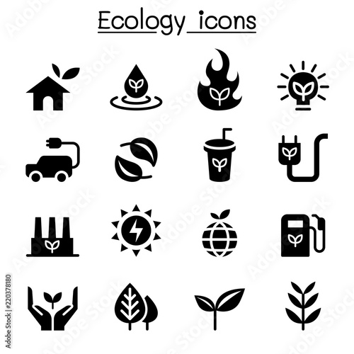 Ecology & Sustainable lifestyle icon set