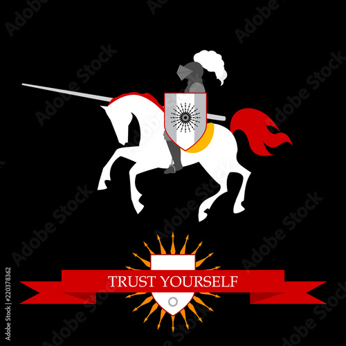 Brave knight pattern background. Bright cartoon knight card for design birthday card, party invitation, art workshop poster, book store sale advertising, bag print etc.