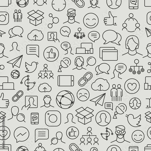 Different network app icons vector seamless pattern