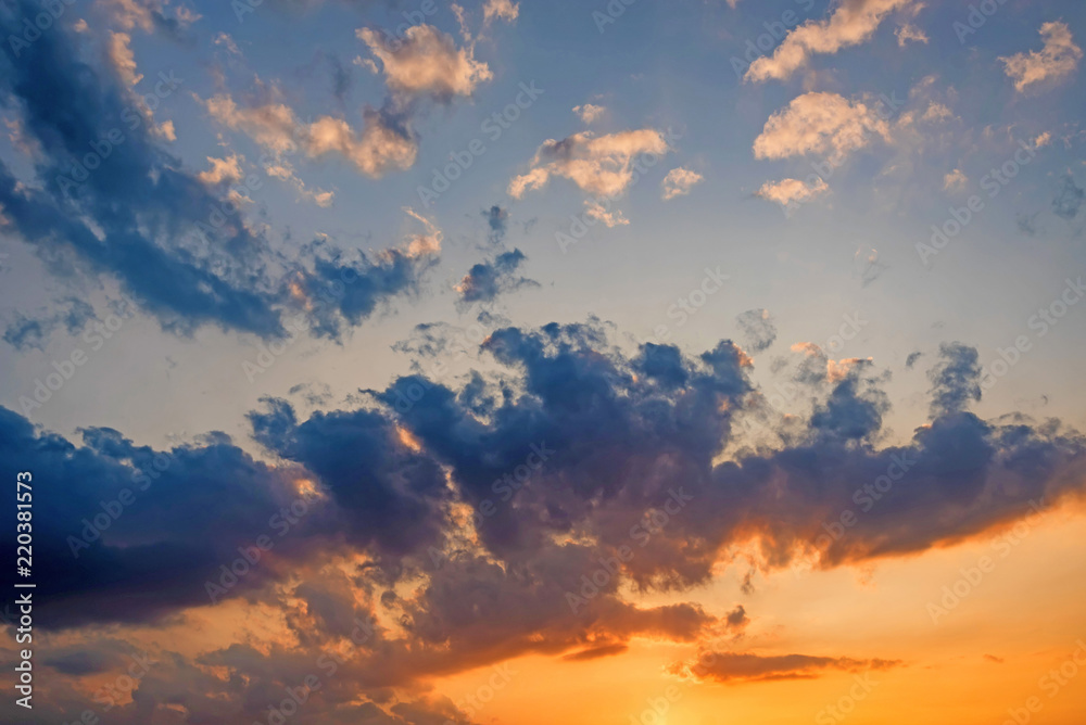 Fototapeta premium Dramatic sunset and sunrise sky blue and orange